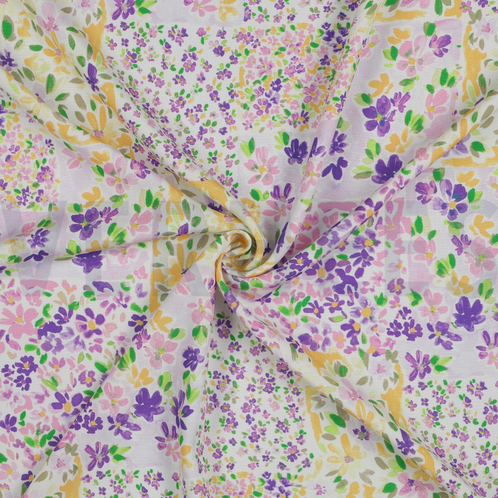 VISCOSE RADIANCE DIGITAAL PATCHWORK BLOEMEN DRUIF/CITROEN #7
