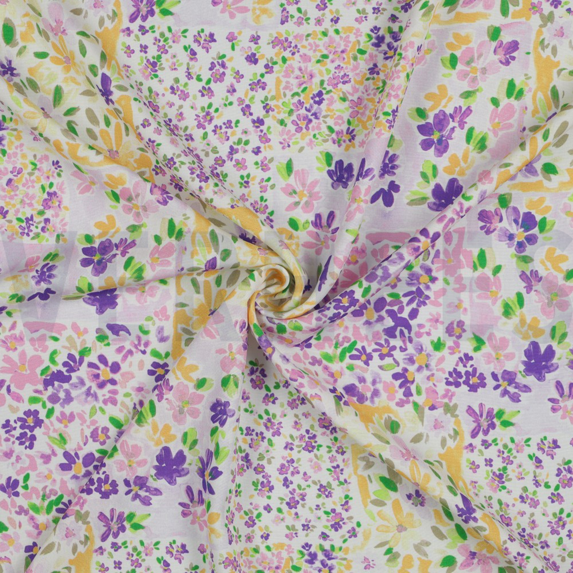 VISCOSE RADIANCE DIGITAL PATCHWORK FLOWERS GRAPE/LEMON (high resolution) #2