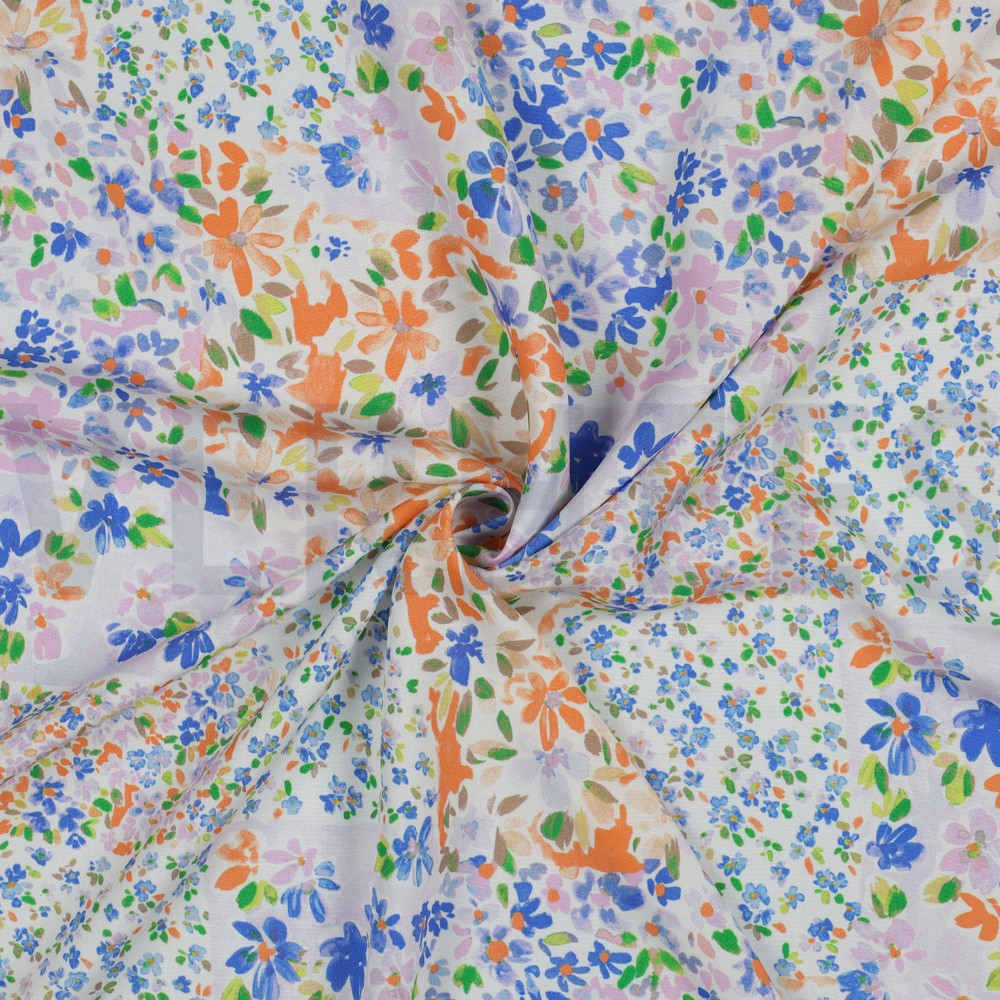 VISCOSE RADIANCE DIGITAL PATCHWORK FLEURS BLEU #7