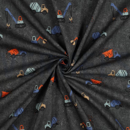 FINE POPLIN DIGITAL WORK VEHICLES DARK GREY #7