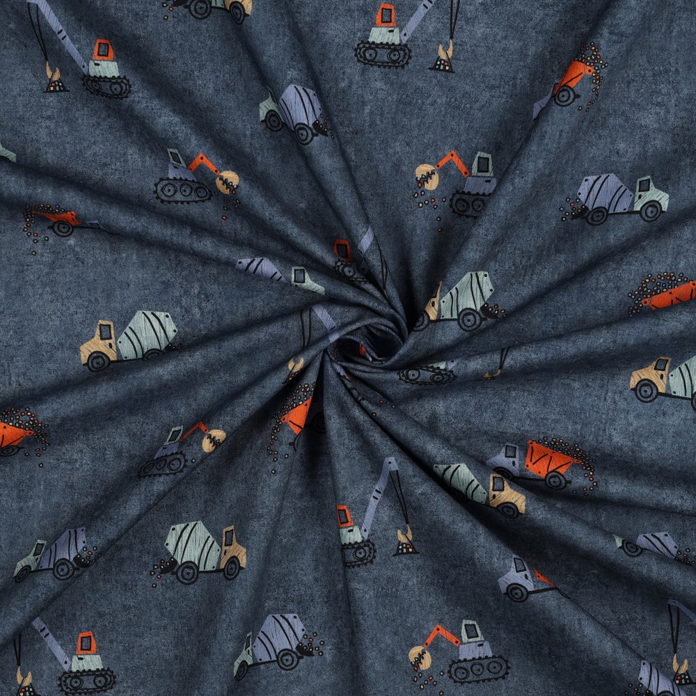 FINE POPLIN DIGITAL WORK VEHICLES BLUE #7