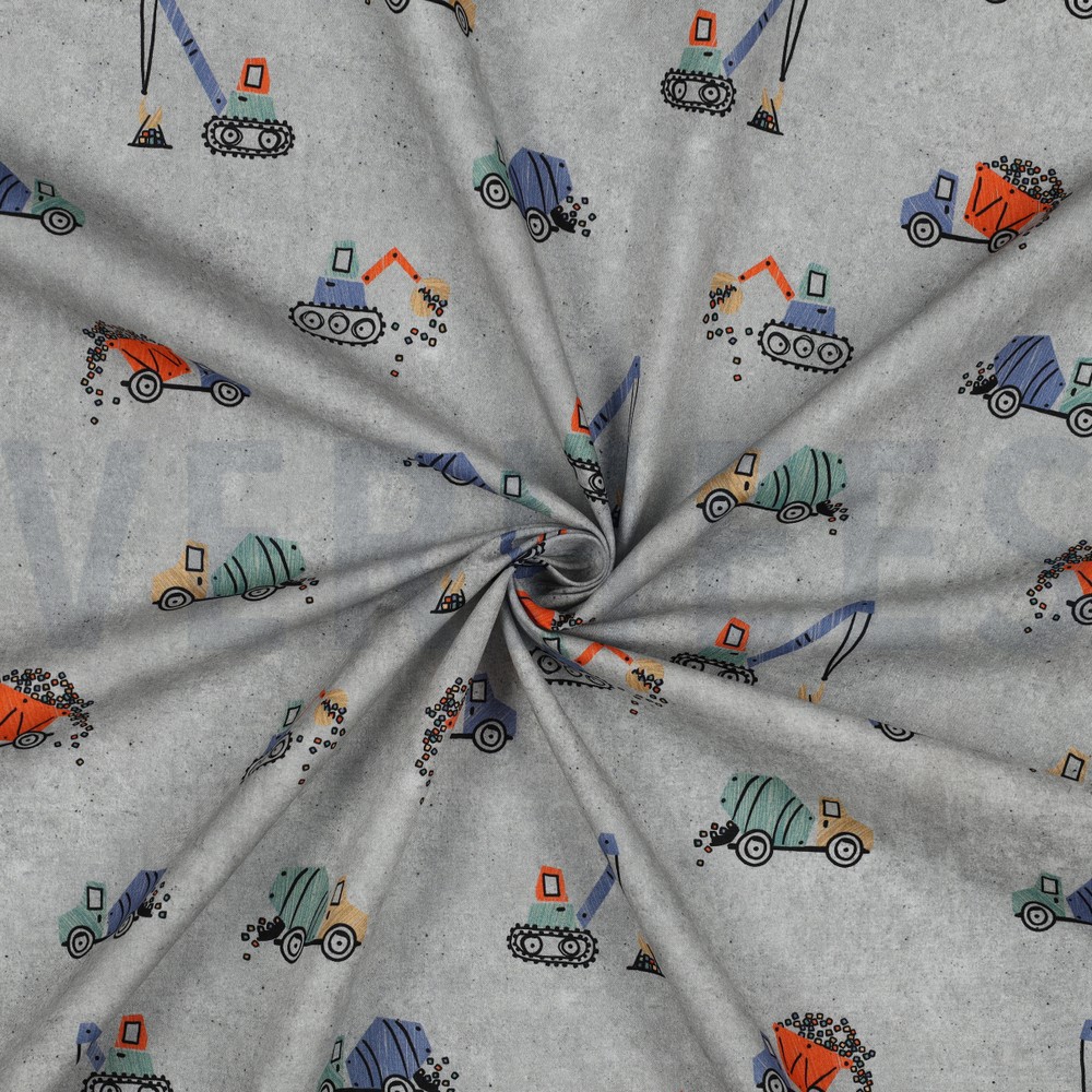 FINE POPLIN DIGITAL WORK VEHICLES LIGHT GREY #7