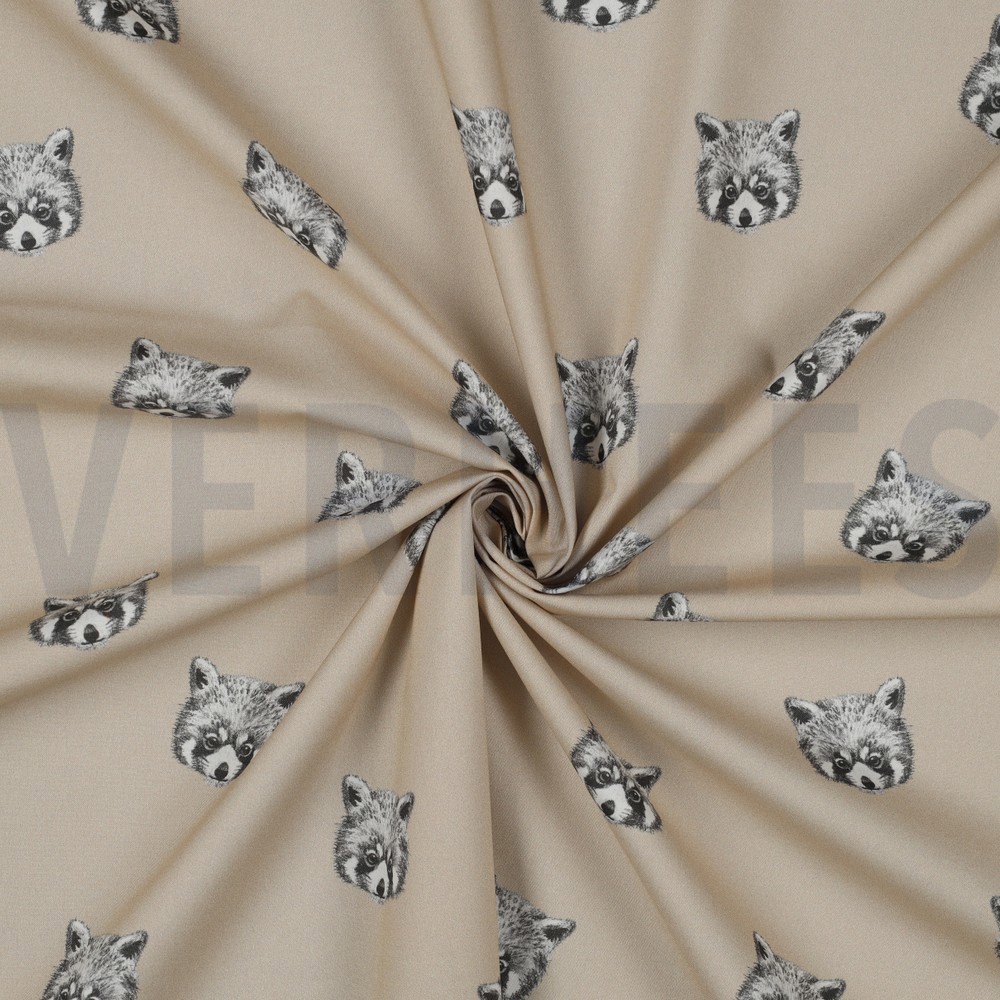 FINE POPLIN DIGITAL RED PANDAS SAND #7