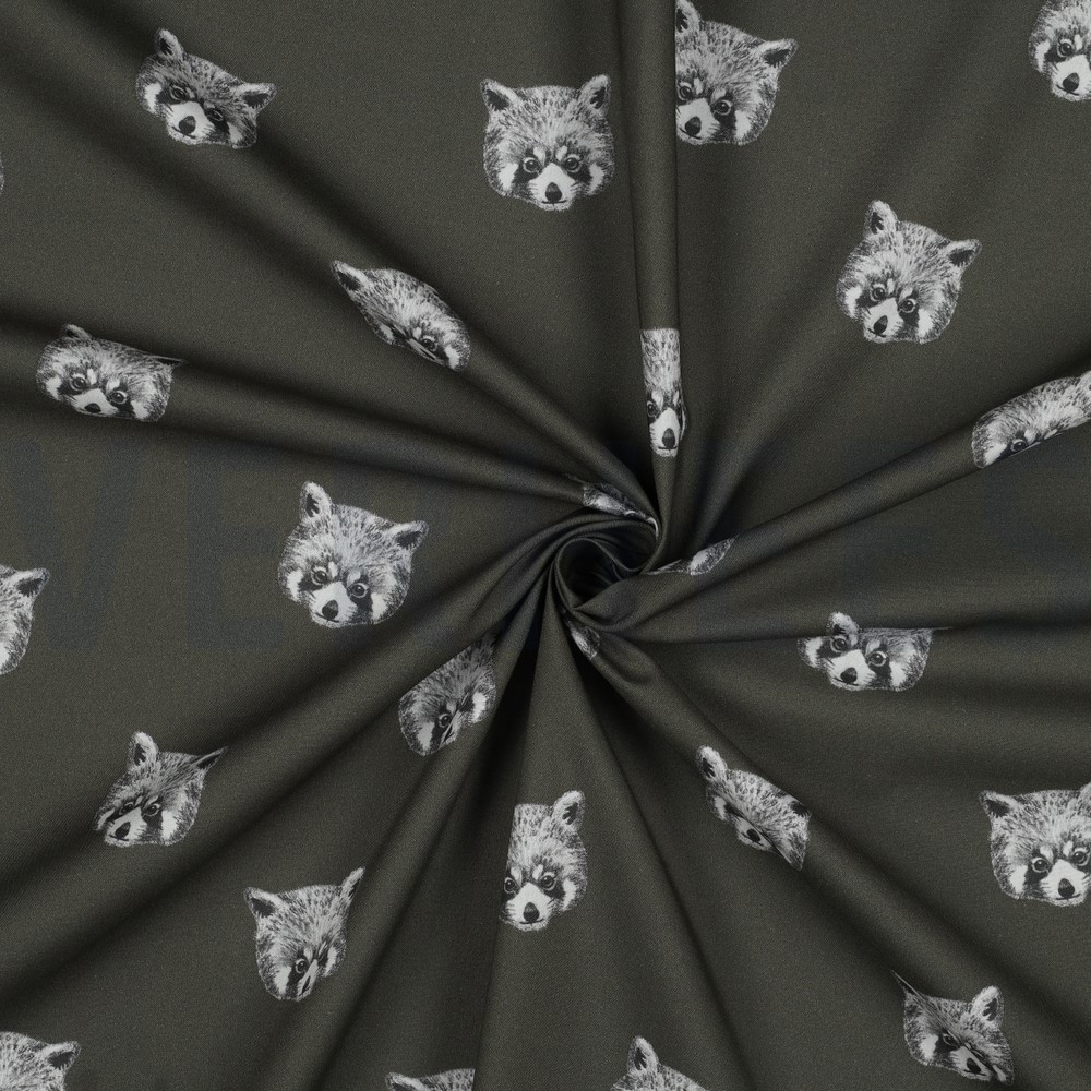 FINE POPLIN DIGITAL RED PANDAS SEAWEED #7