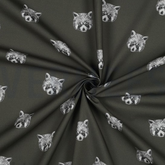 KATOENEN POPLIN DIGITAAL RODE PANDA’S ZEEWIERGROEN #7