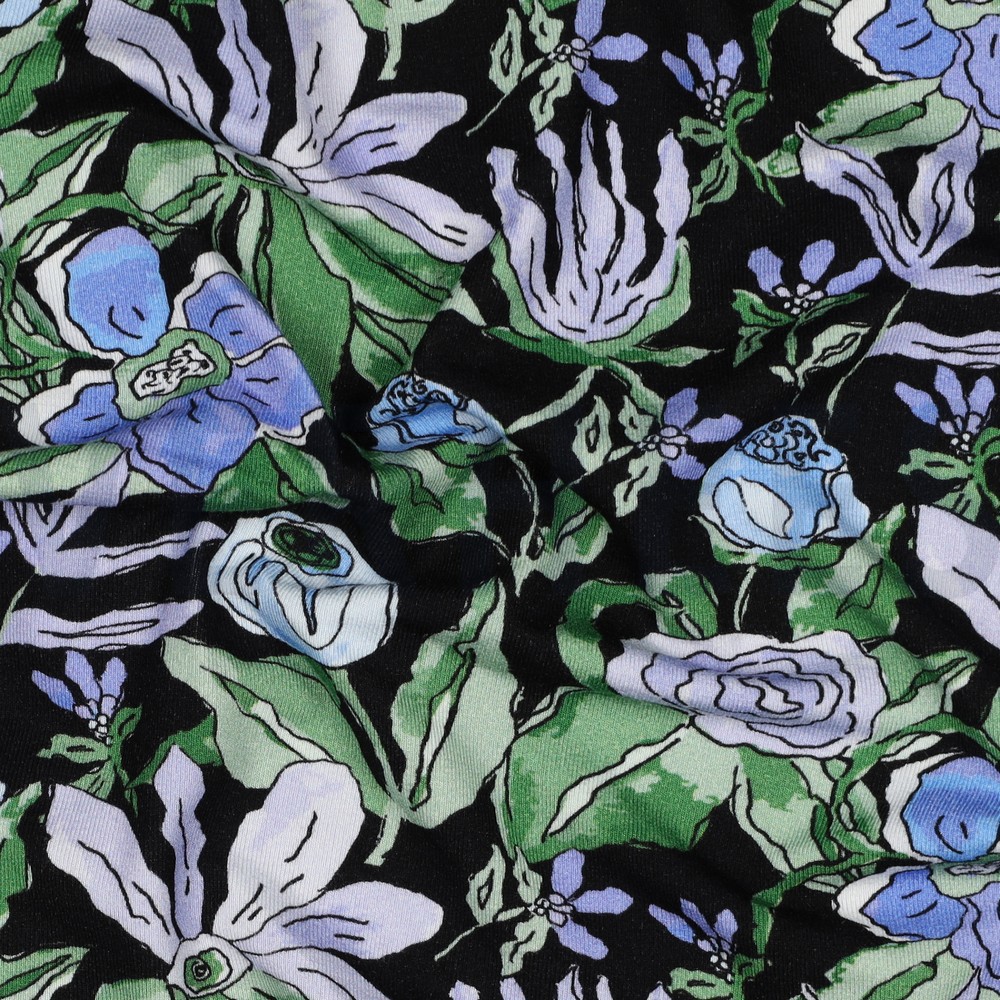 VISCOSE JERSEY DIGITAAL BLOEMEN ZWART #7