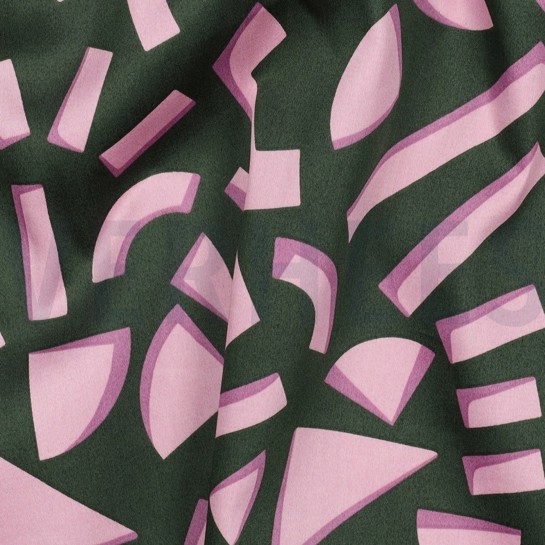 COTTON SATIN GEOMETRIC DARK GREEN #7