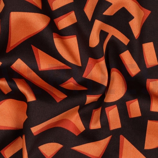 BAUMWOLLE SATIN GEOMETRISCH DUNKELBRAUN #7
