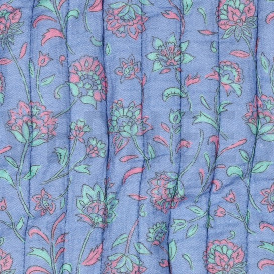 STEPPSTOFF MUSSELIN BLUMEN ZWEISEITIG HELLBLAU/MINT #7