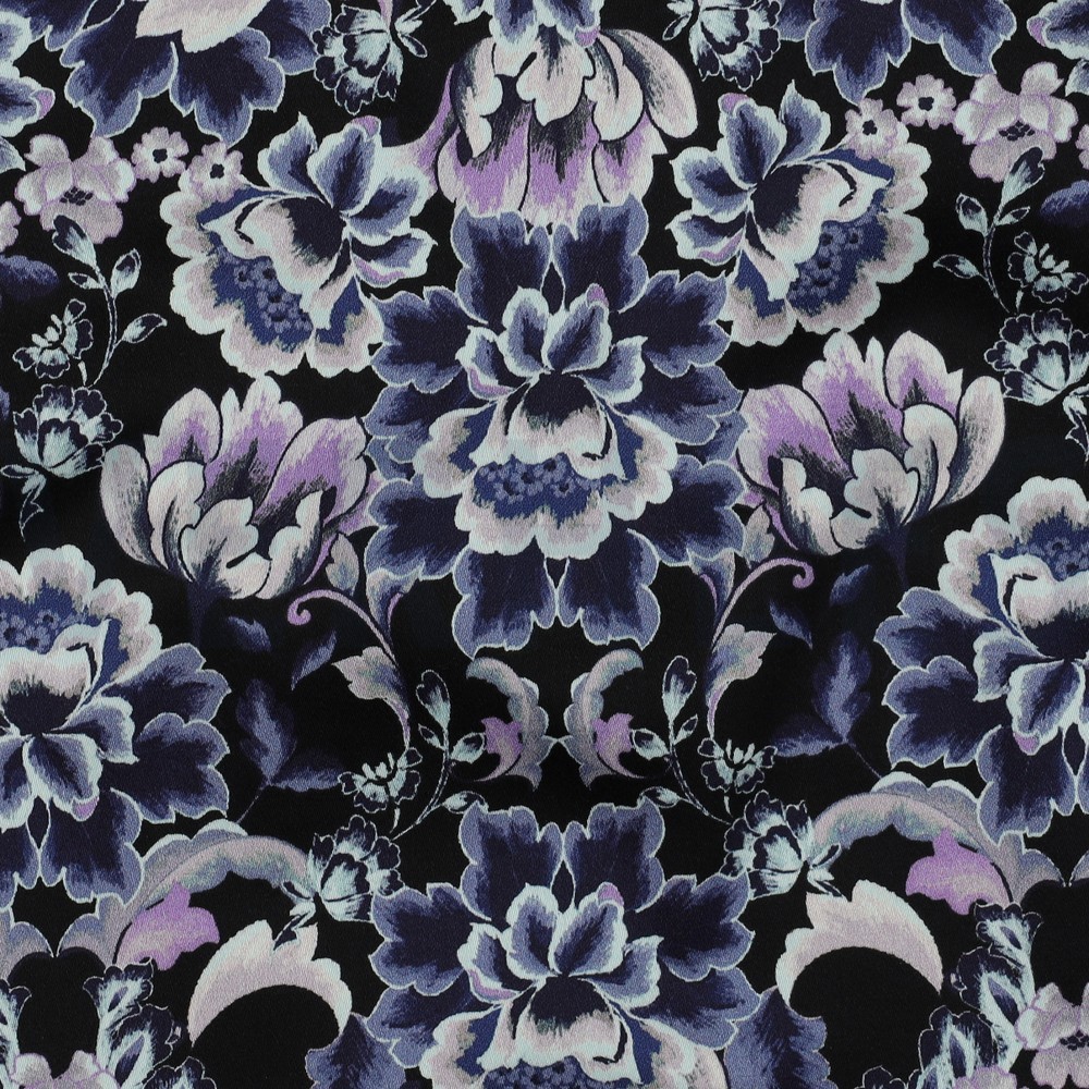 COTTON SATIN DIGITAL FLOWERS BLACK #7