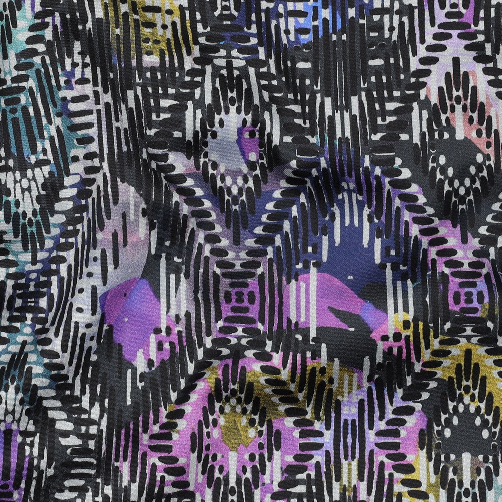 COTON SATIN DIGITAL GEOMETRIQUE BLEU MARINE #7