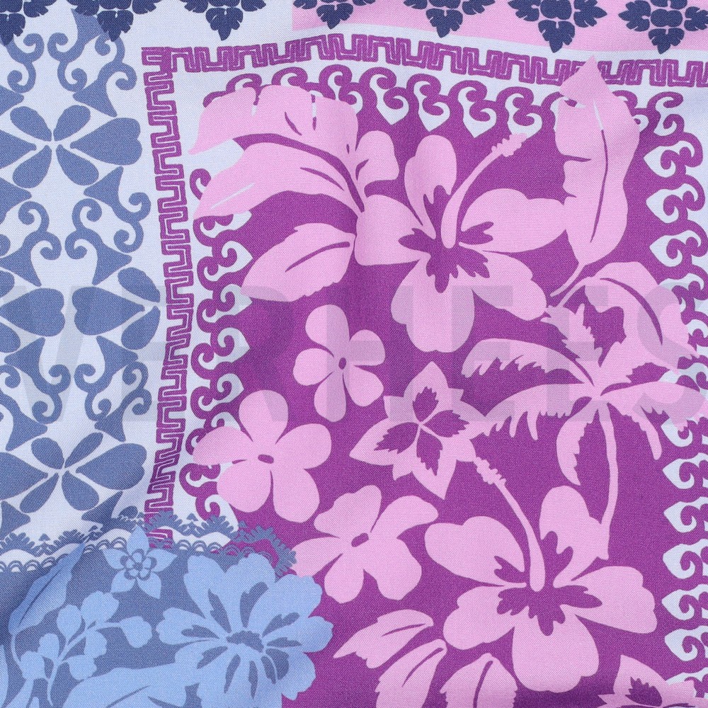 LENZING™ ECOVERO™ BLOEMEN PATCHWORK LAVENDEL #7