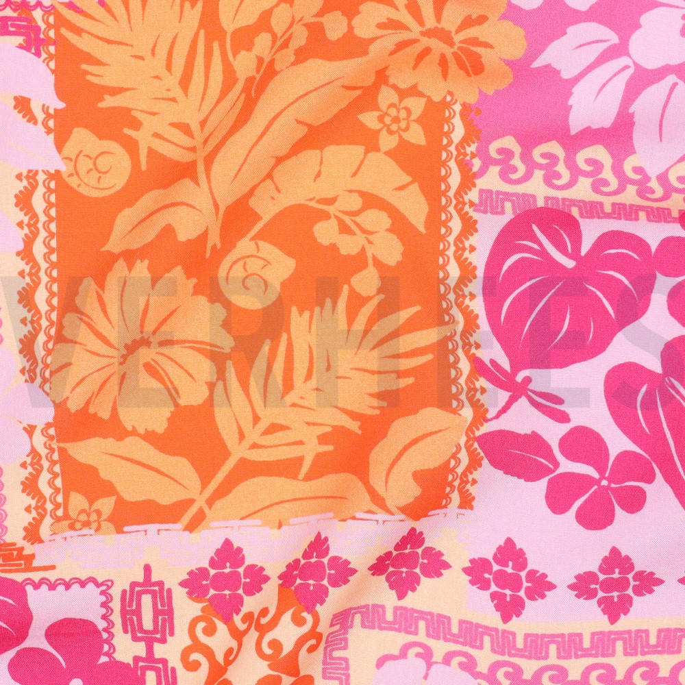 LENZING™ ECOVERO™ FLEURS PATCHWORK FUCHSIA #7