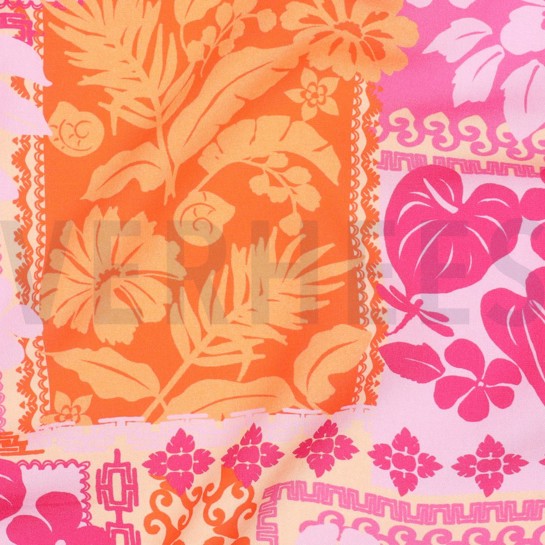 LENZING™ ECOVERO™ FLOWERS PATCHWORK FUCHSIA #7