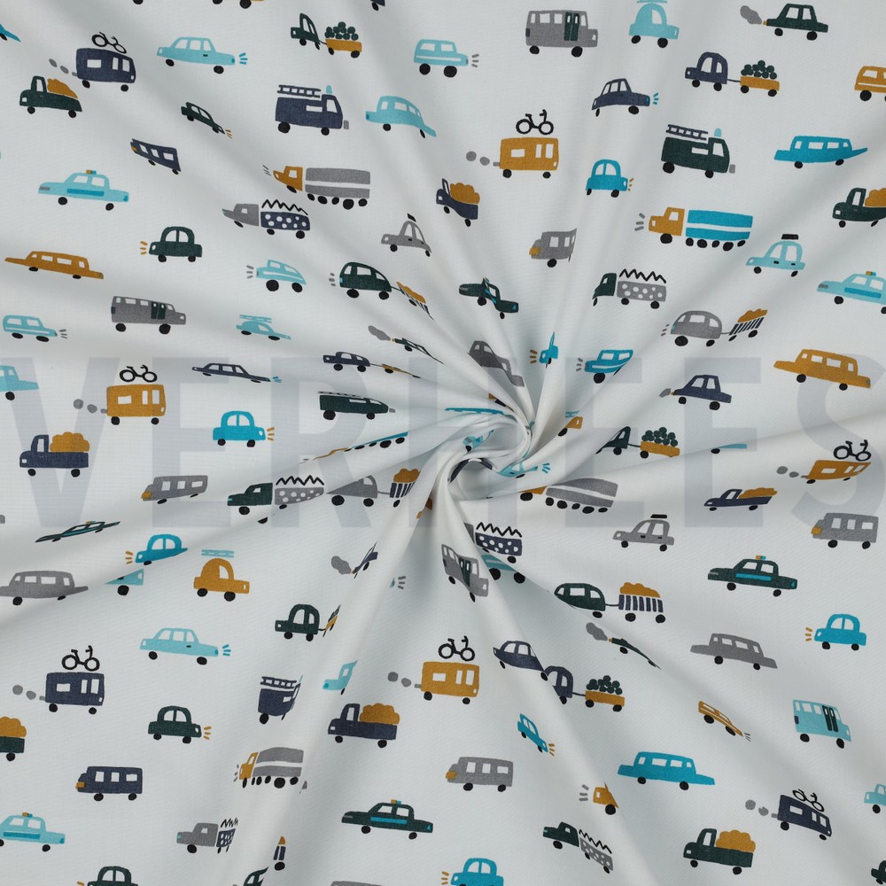 FINE POPLIN CARS WHITE #7