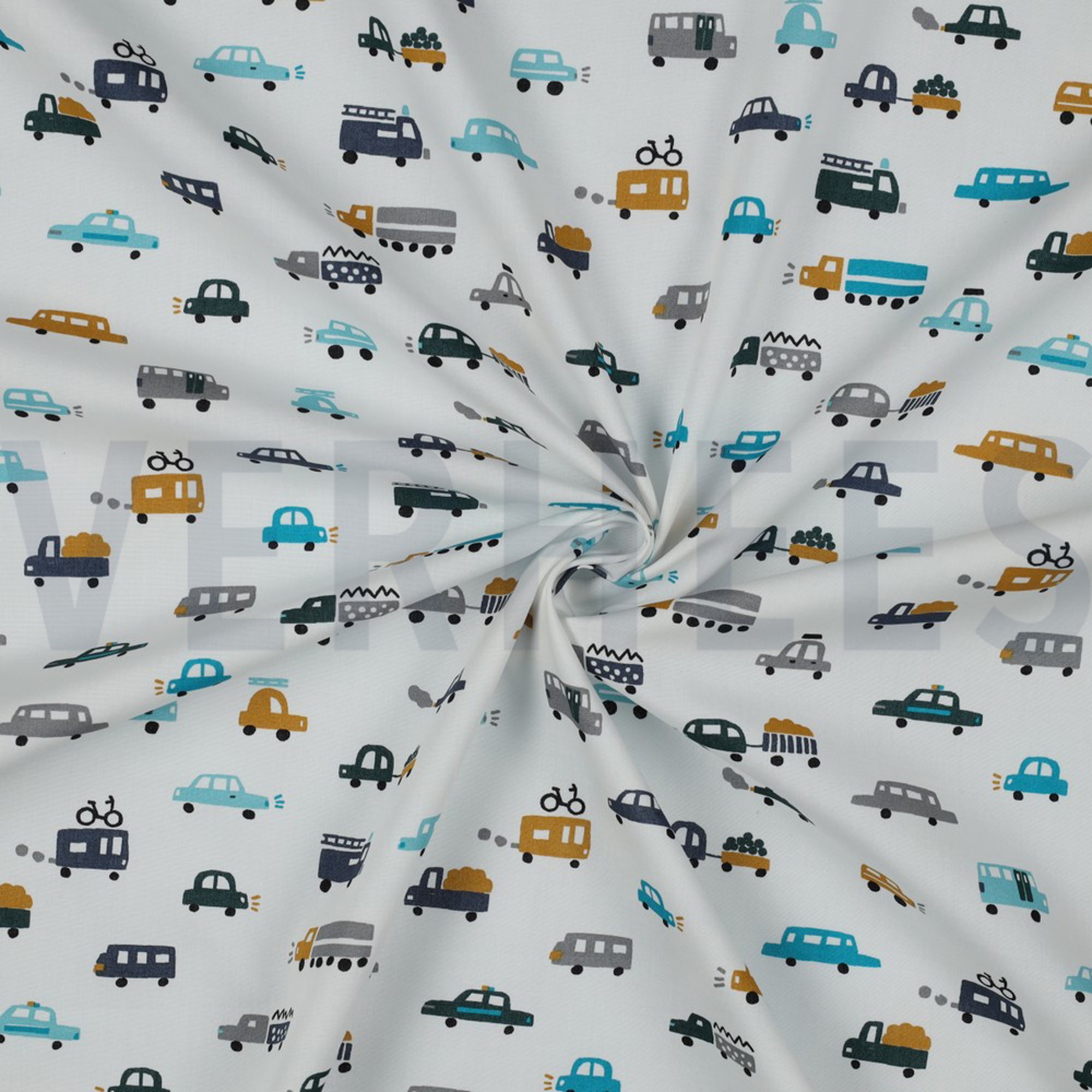 POPELINE DE COTON VOITURES BLANC (high resolution) #2