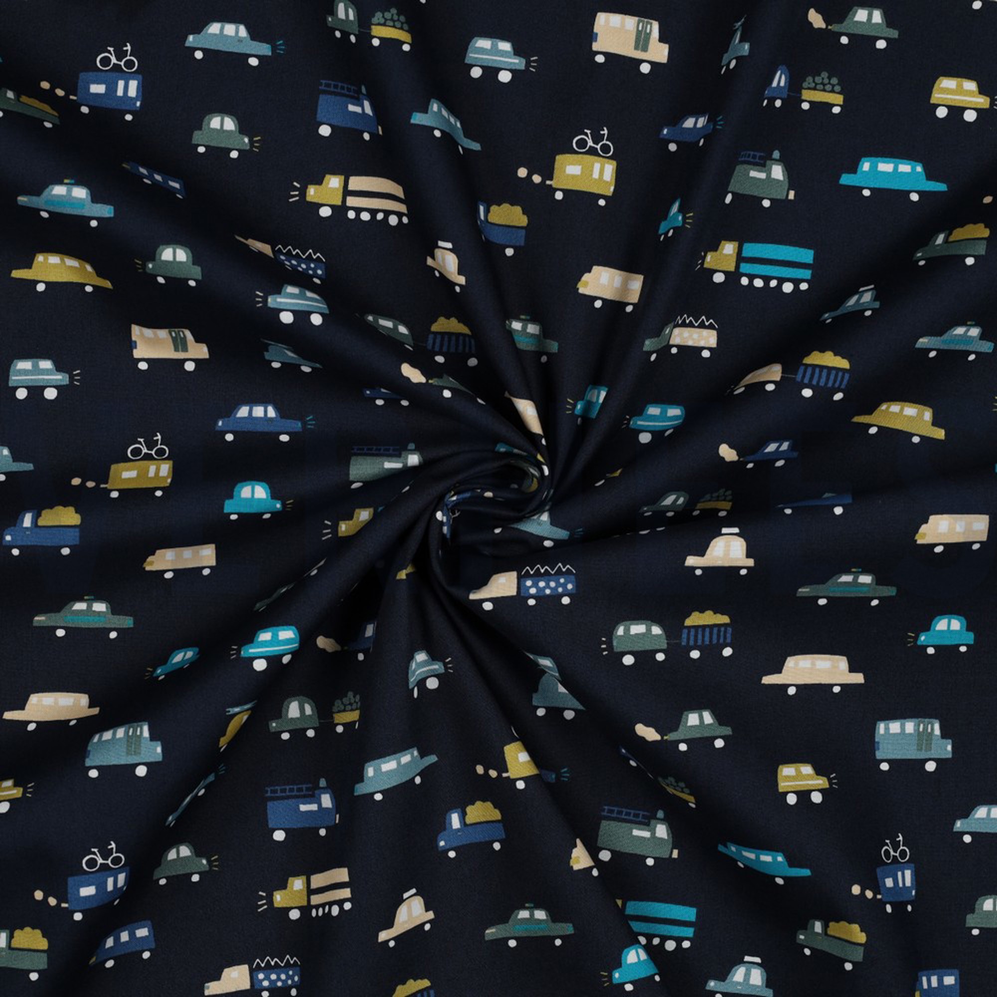 BAUMWOLLE POPELINE AUTOS MARINEBLAU (high resolution) #2