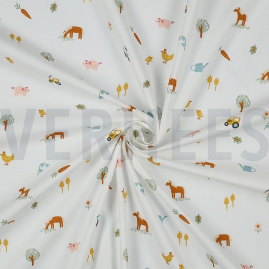 FINE POPLIN FARM LIFE WHITE #7