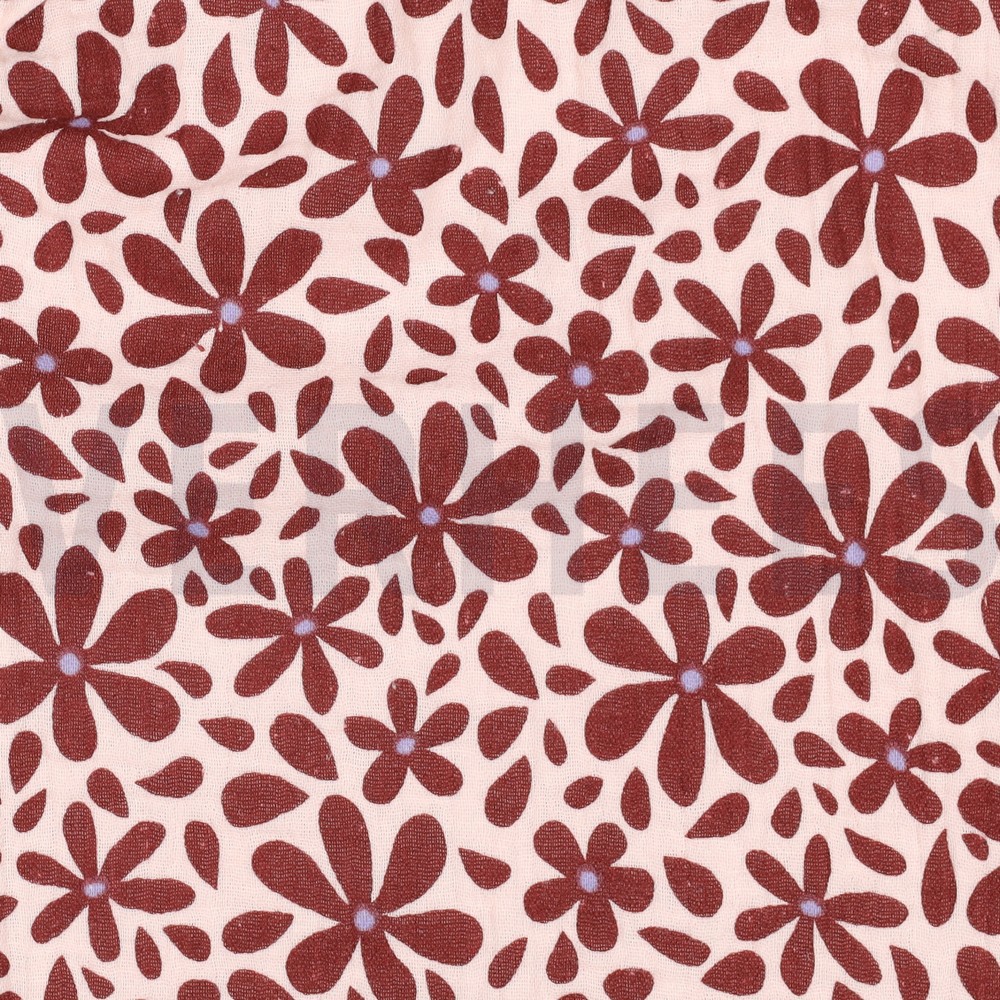 DOUBLE GAZE DE COTON FLEURS PÊCHE #7