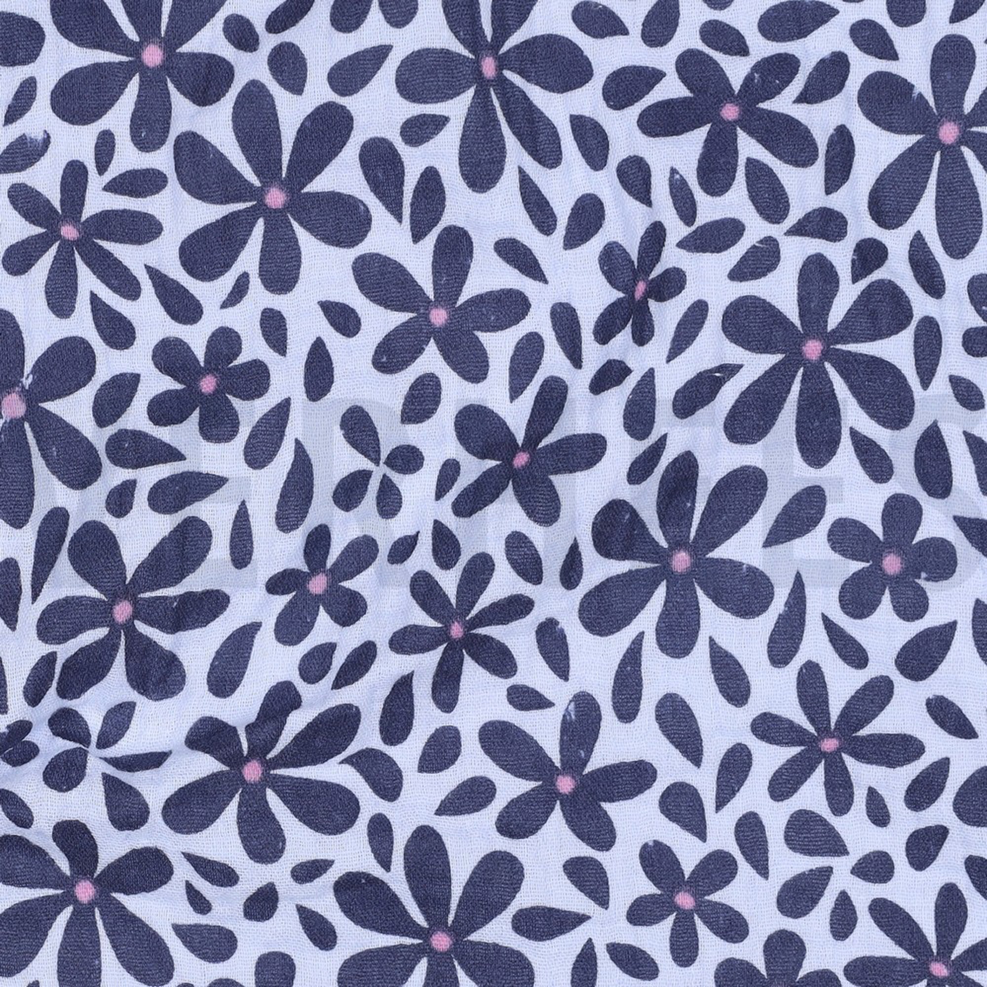 DOUBLE GAZE DE COTON FLEURS JEAN BLEU (high resolution) #2