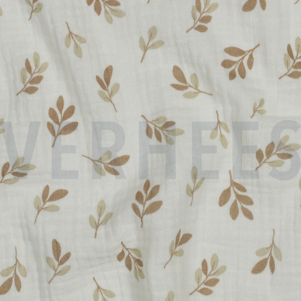 MUSSELIN BLÄTTER TAUPE #7