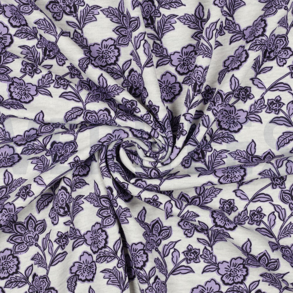 SWEAT MÉLANGE FLEURS ÉCRU MÉLANGÉ / VIOLET #7