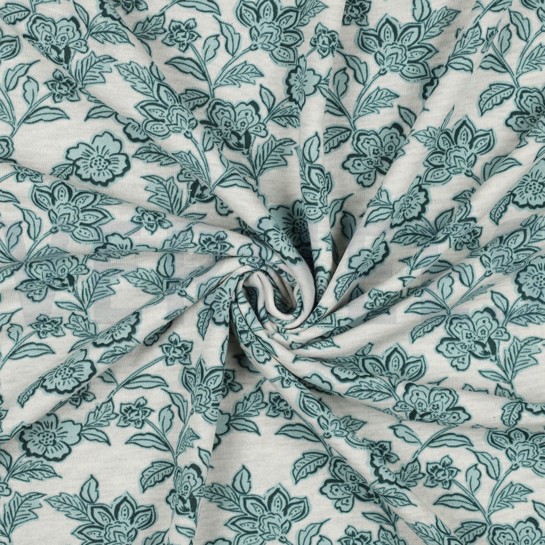 SWEAT MELANGE FLOWERS ECRU MELANGE-GREEN #7