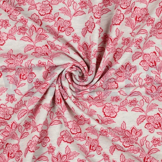 SWEAT MELANGE BLUMEN ECRU MELIERT / ROSA #7