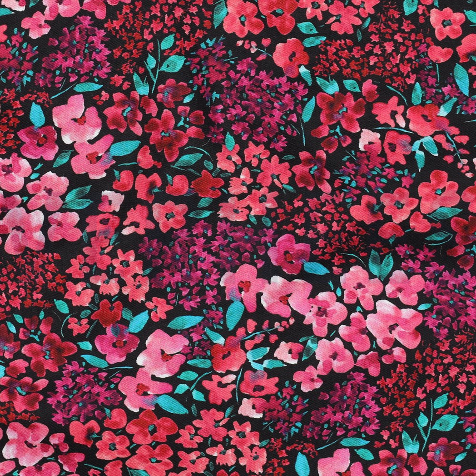 KATOENEN POPLIN DIGITAAL BLOEMEN ZWART (high resolution) #2