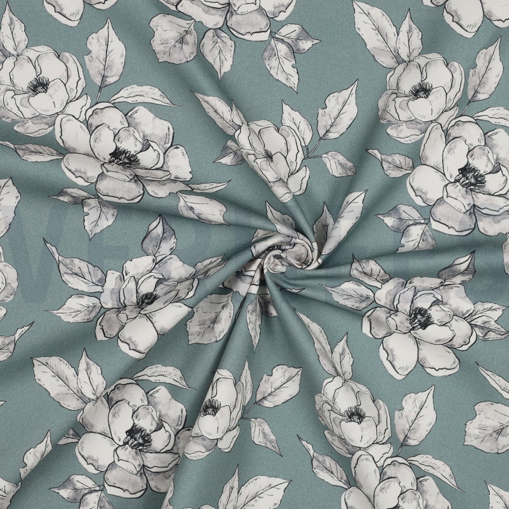 TOILE DÉCORATION FLEURS MENTHE FONCÉ #7