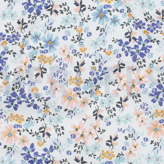 COTON VOILE DIGITAL FLEURS BLEU #7