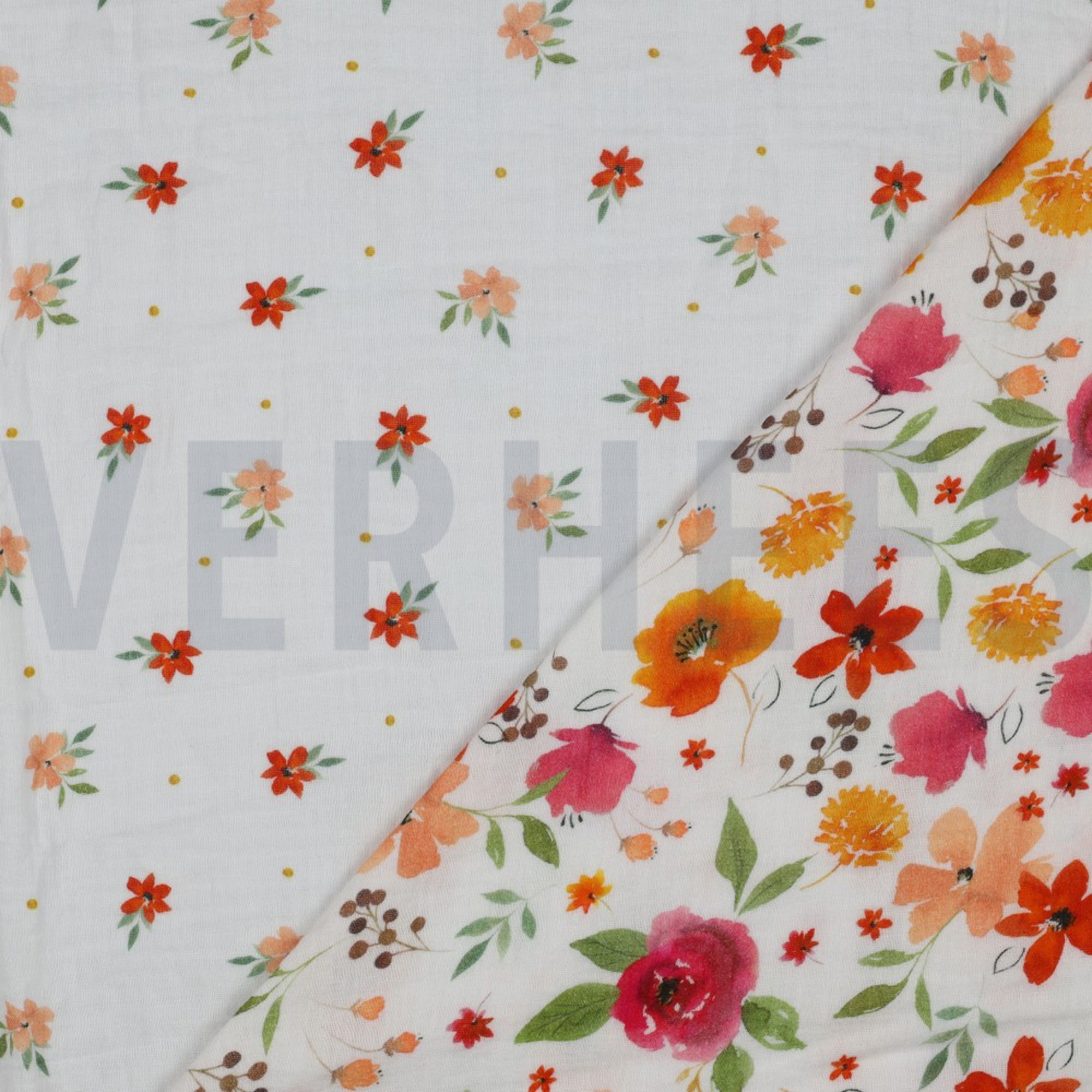 DOUBLE GAZE DE COTON FLEURS ROSE (high resolution) #2