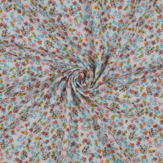 DOUBLE GAUZE GOTS DIGITAAL BLOEMEN ROZE #7