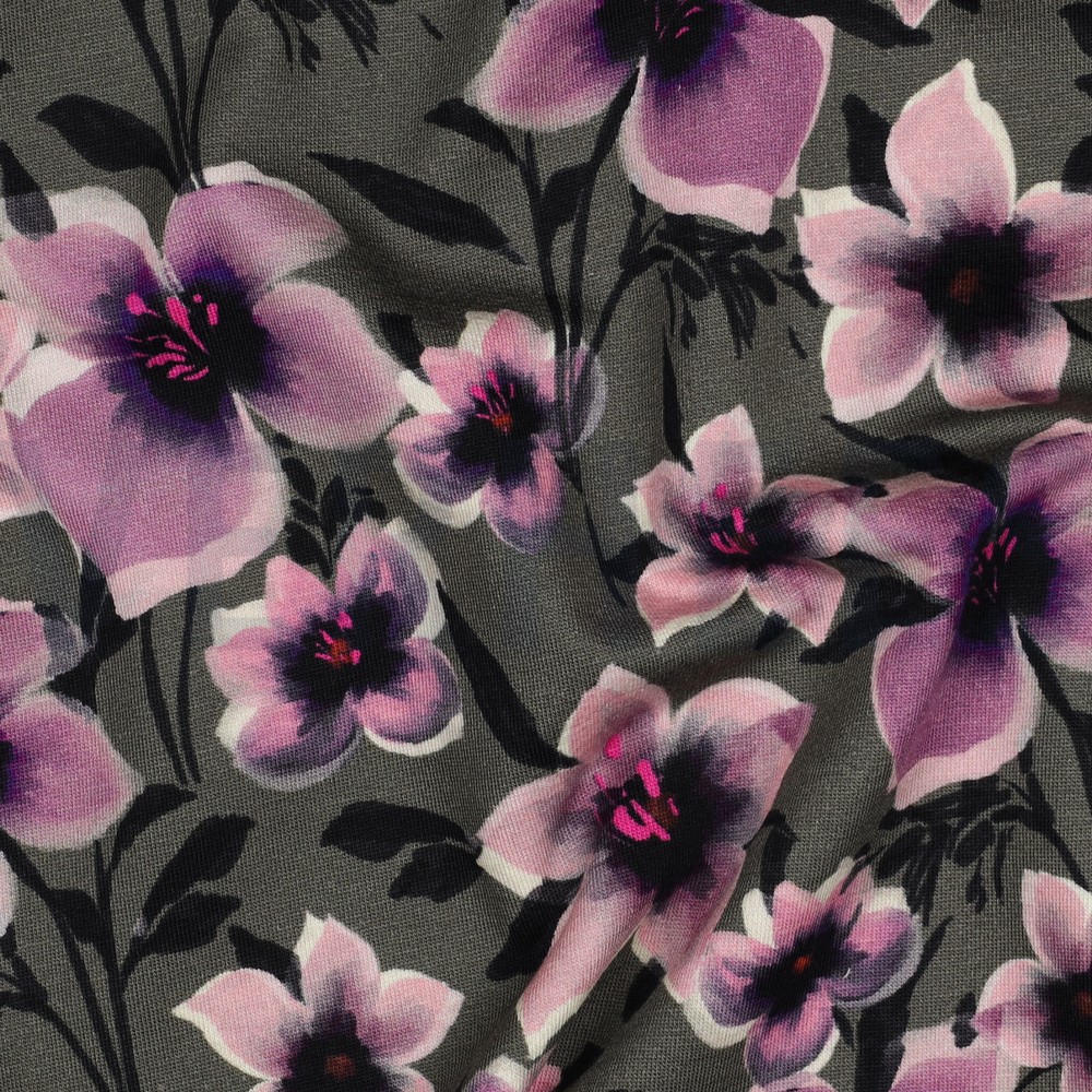 FRENCH TERRY DIGITAL BLUMEN GRÜN #7