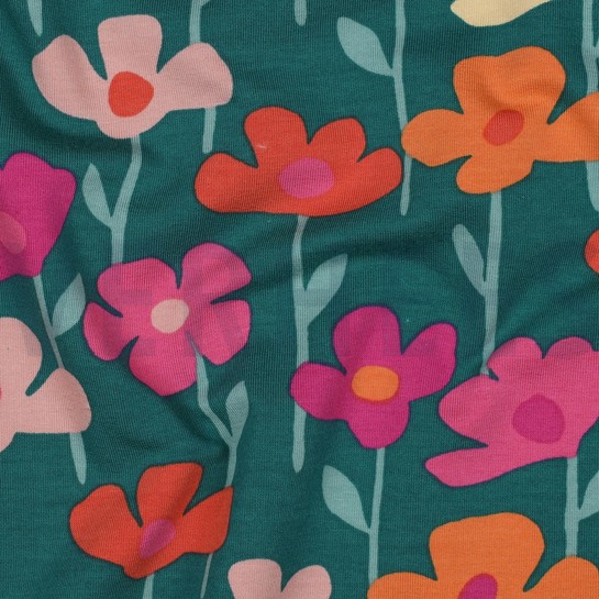 FRENCH TERRY FLEURS VERT FONCÉ #7