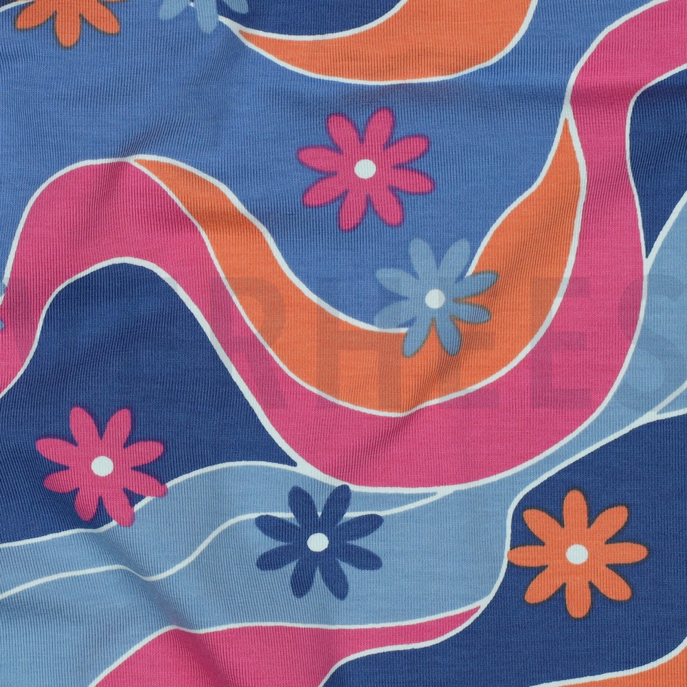 JERSEY FLOWERS BLUE #7