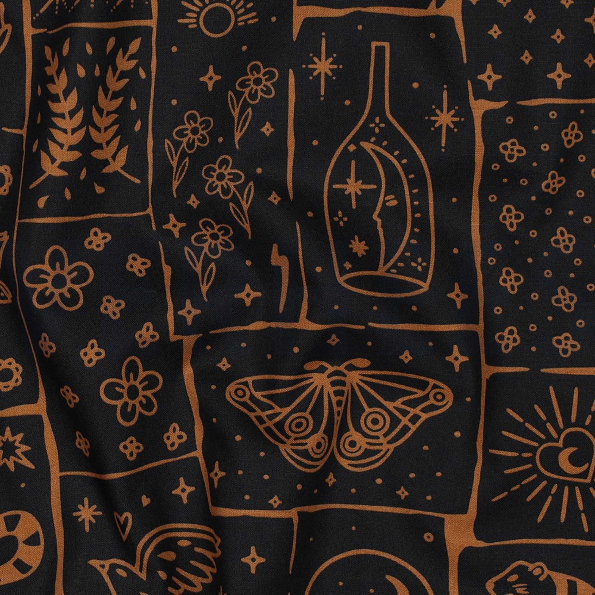 BAUMWOLLE POPELINE BOHO SCHWARZ (high resolution) #2