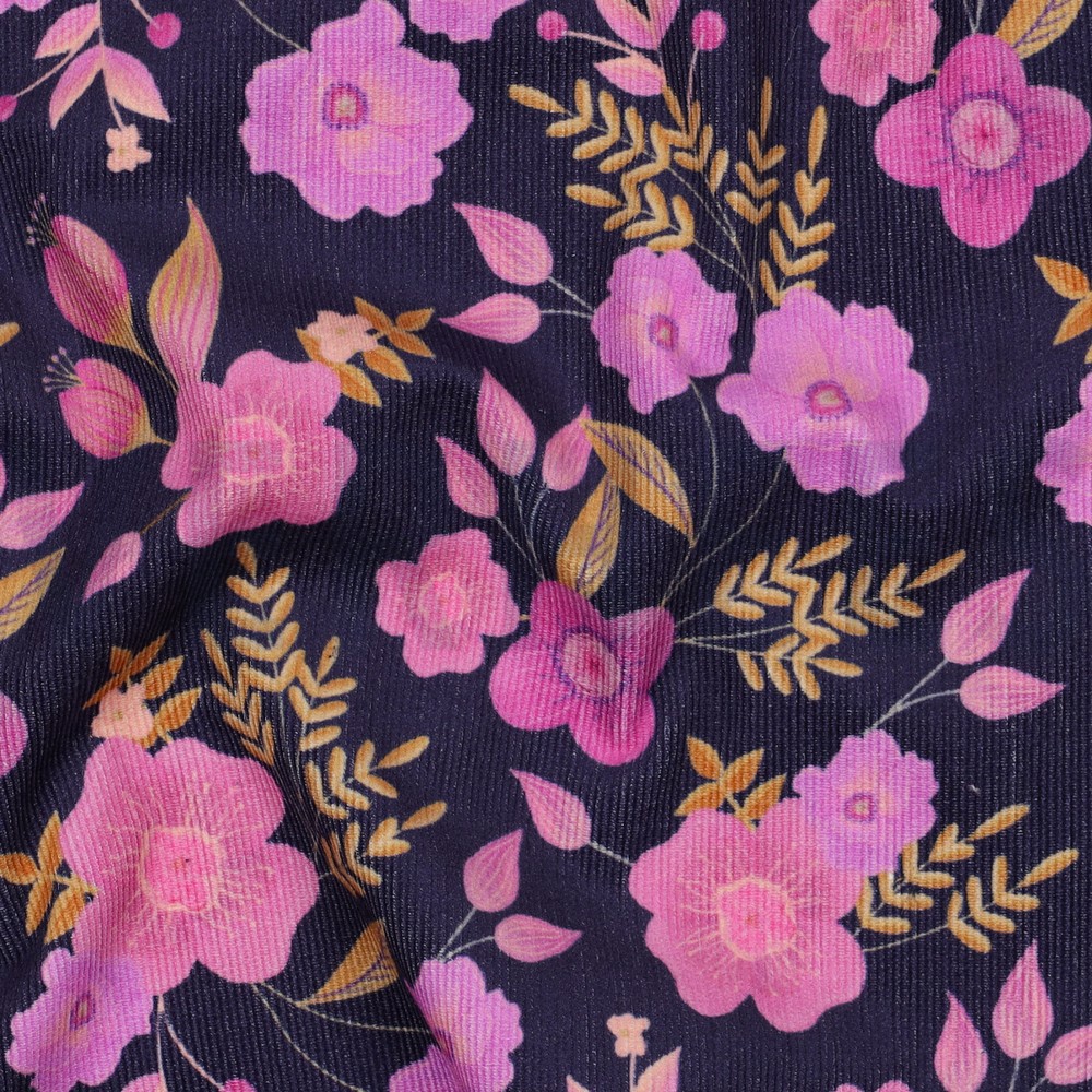 BABYCORD DIGITAL FLOWERS NAVY #7