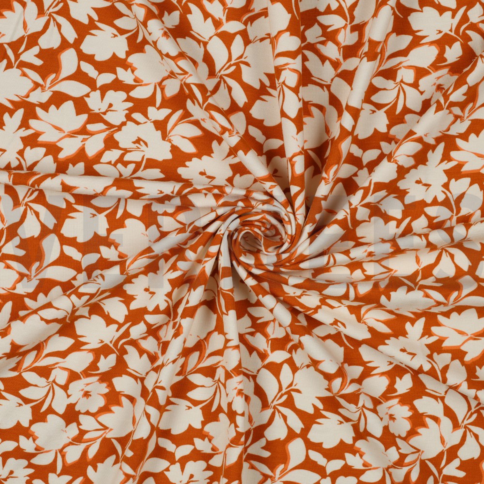 BAMBOO COTTON JERSEY FLOWERS PUMPKIN (high resolution) #2