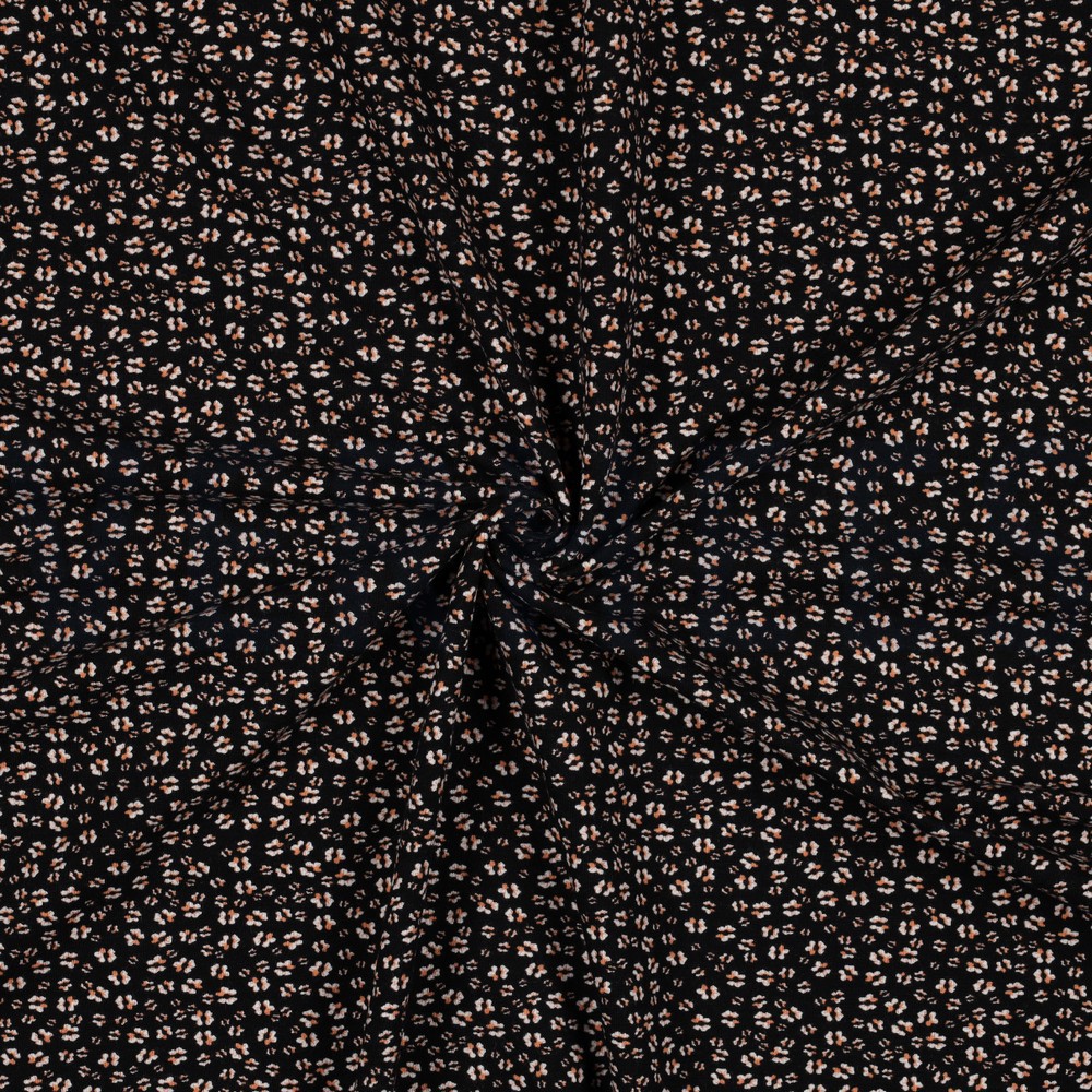 BAMBOE KATOEN JERSEY BLOEMEN ZWART #7