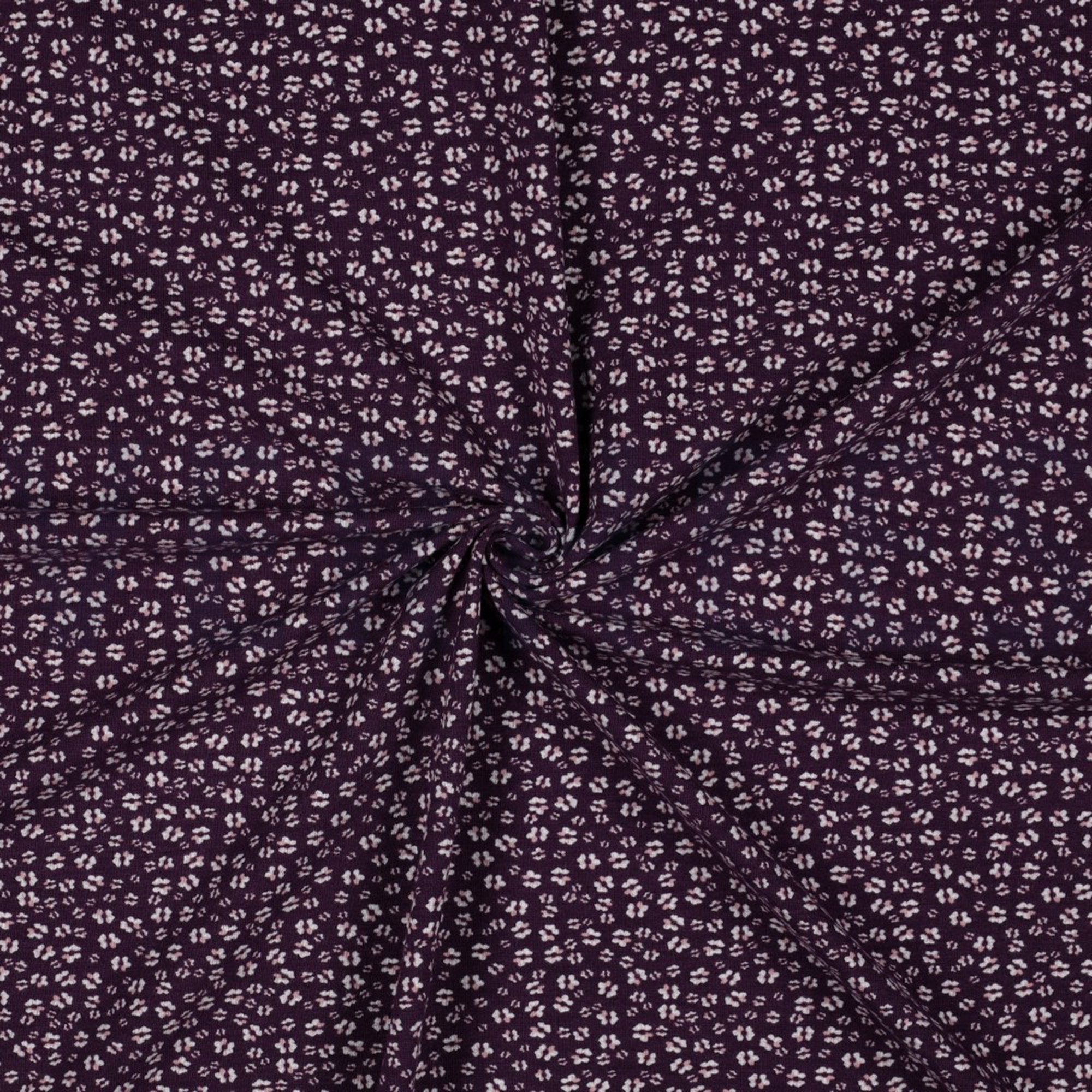 BAMBOO COTTON JERSEY FLOWERS DARK PURPLE (high resolution) #2
