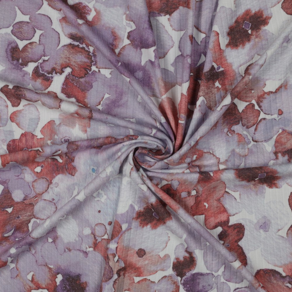 RIB JERSEY DIGITAAL BLOEMEN LAVENDEL #7
