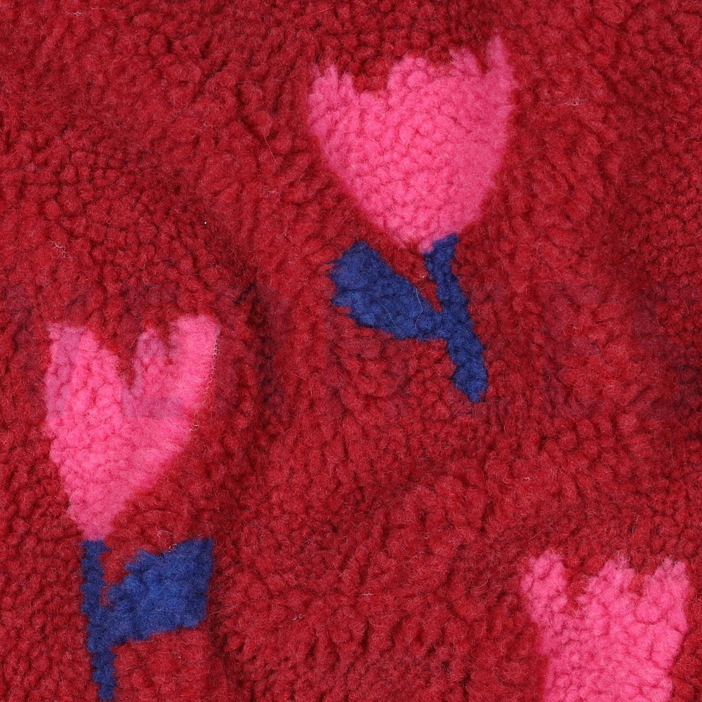 TEDDYSTOFF JACQUARD BLUMEN DUNKELROT #7