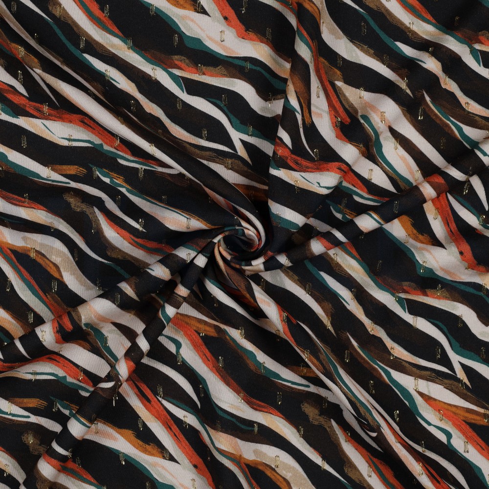 VISCOSE LUREX DIGITAAL DIERENHUID ZWART/ORANJE #7