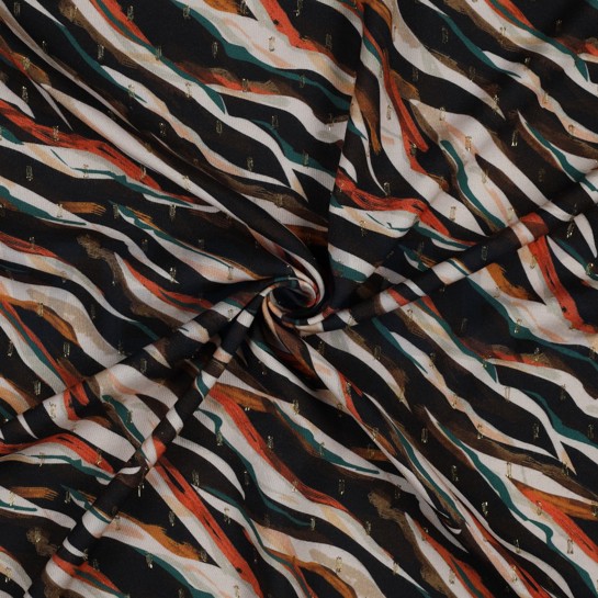 VISCOSE LUREX DIGITAL ANIMAL SKIN BLACK/ORANGE #7