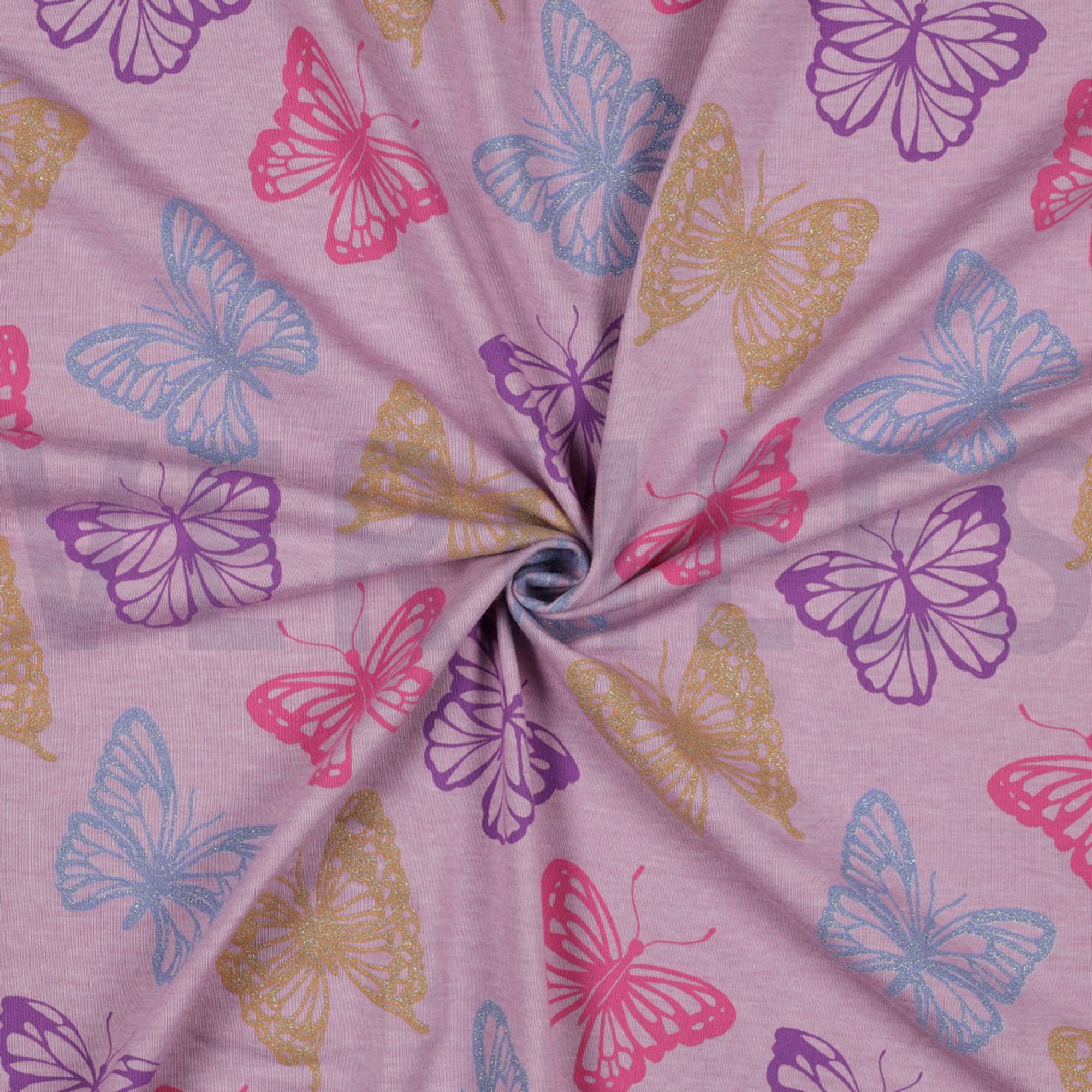 JERSEY MELANGE GLITTER BUTTERFLIES LILAC MELANGE (high resolution) #2
