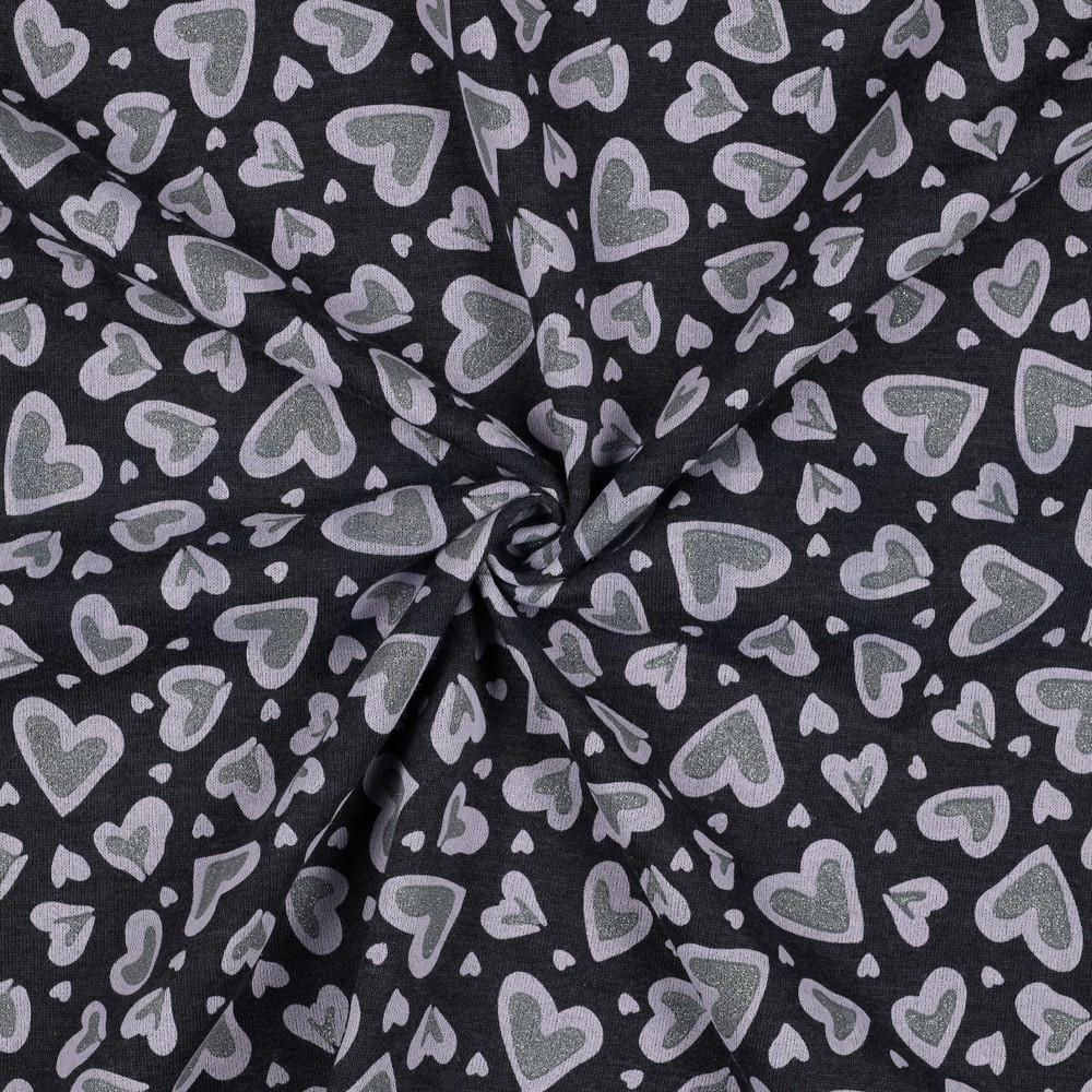 SWEAT MELANGE GLITTER LEOPARD HEARTS INDIGO MELANGE #7