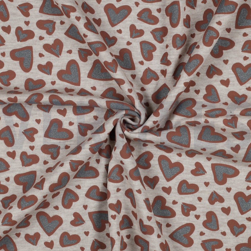 SWEAT MELANGE GLITTER LEOPARD HEARTS LIGHT SAND MELANGE #7