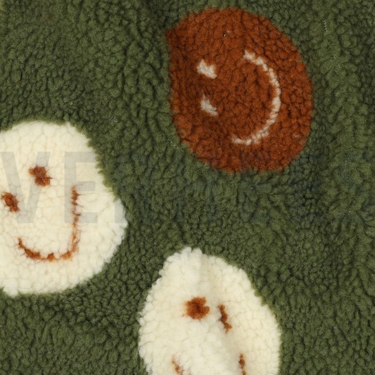 TEDDYSTOFF JACQUARD HAPPY FACES GRÜN #7