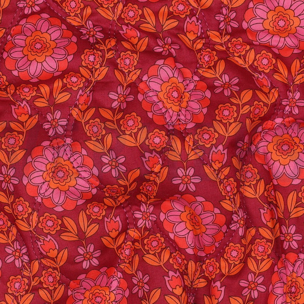 BAUMWOLLE VOILE GESTEPPT DIGITAL BLUMEN ROSA / BORDEAUX #7